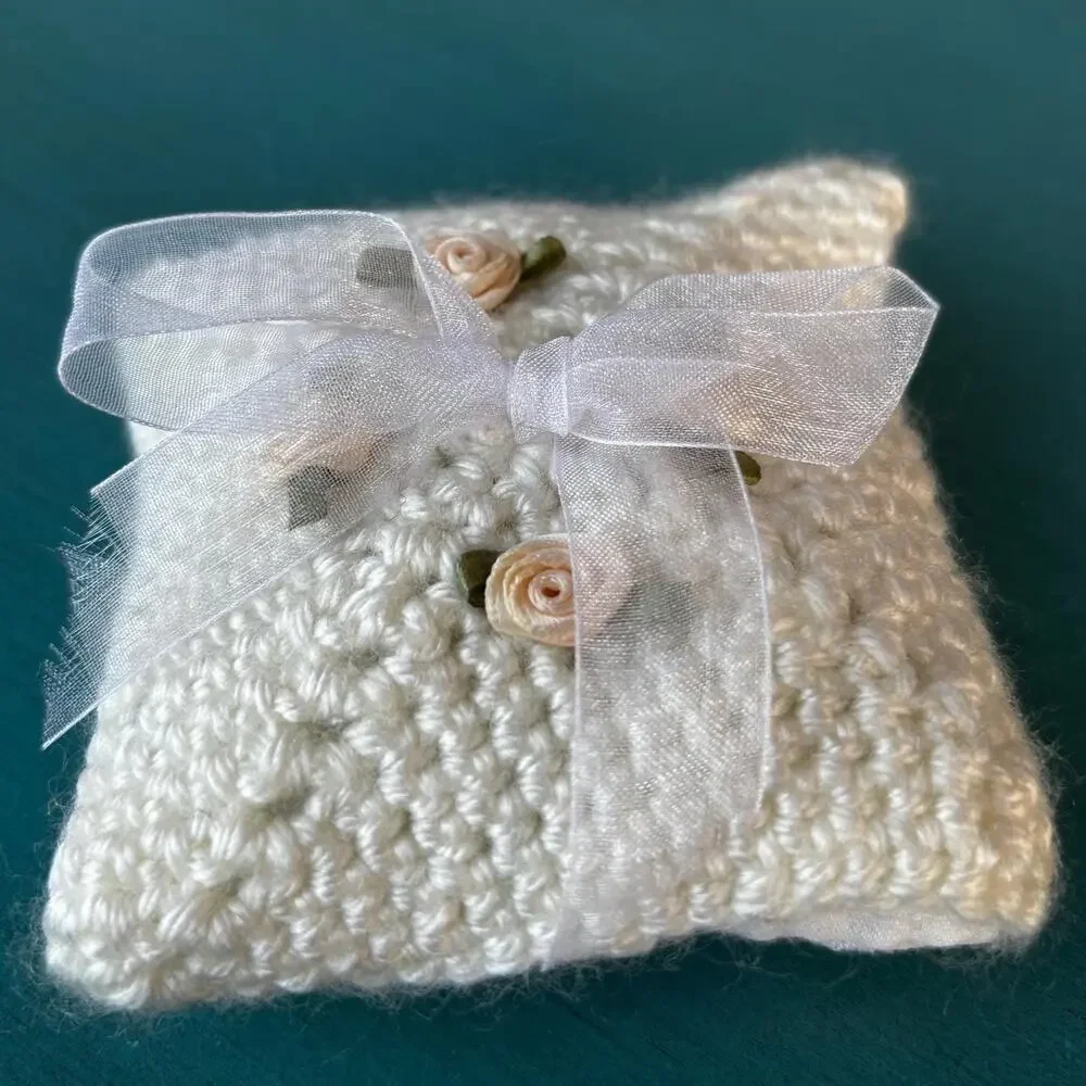 Handmade Ring Bearer Pillow: Crochet Wedding Ring Cushion